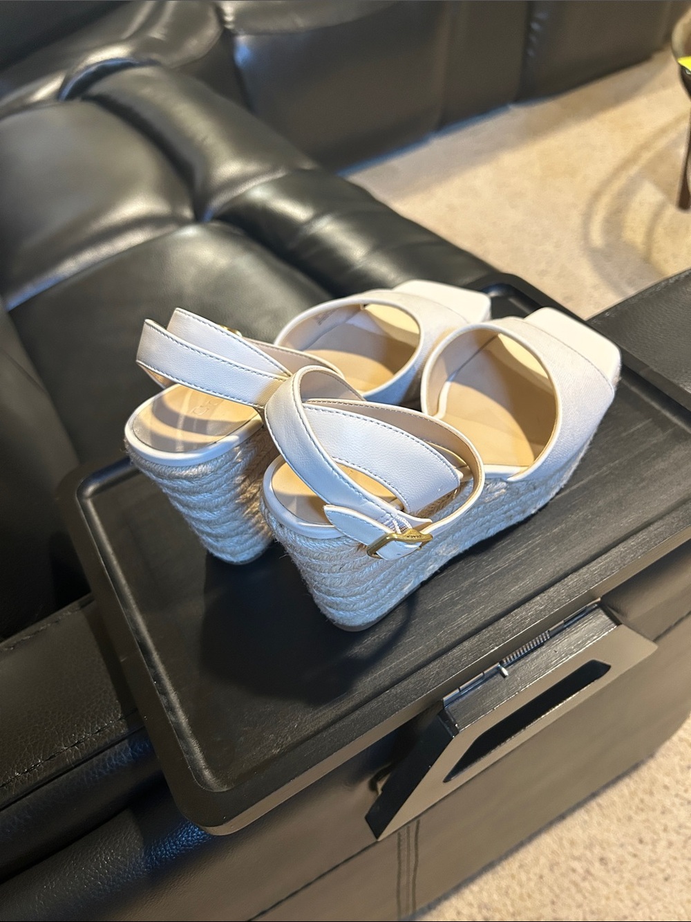 Coach Cream Espadrille Wedge Sandals with Ankle Strap - Picture 6 of 9